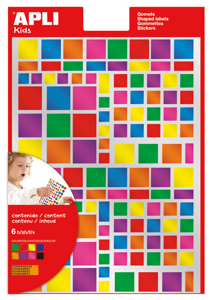 13530 etiqueta autoadhesiva Plaza Permanente Azul, Verde, Lila, Naranja, Rojo, Rosa, Amarillo