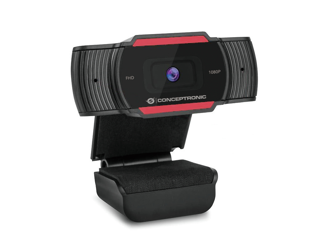 AMDIS 1080P FHD cámara web 1920 x 1080 Pixeles USB 2.0 Negro, Rojo