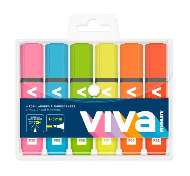 RTF240-06W marcador 6 pieza(s) Azul, Verde, Naranja, Rosa, Rojo, Amarillo