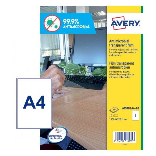 AM001A4 etiqueta autoadhesiva Rectángulo Desmontable Transparente 10 pieza(s)