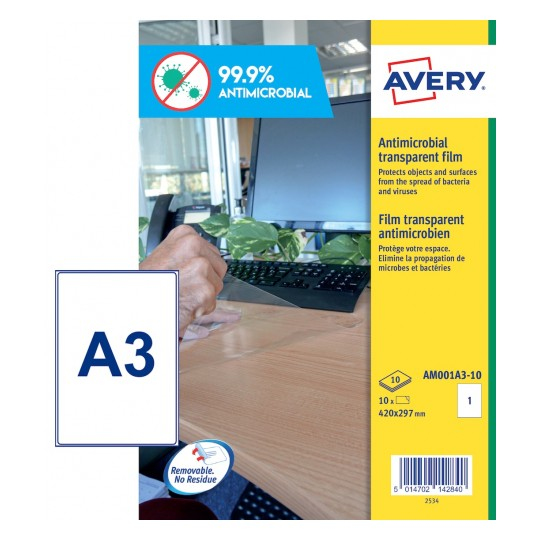AM001A3 etiqueta autoadhesiva Rectángulo Desmontable Transparente 10 pieza(s)