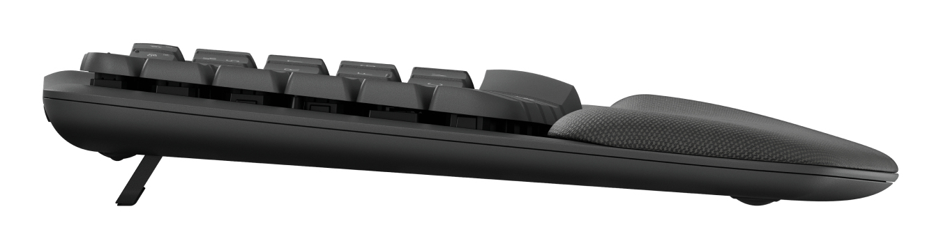 Wave Keys for Business, teclado ergonómico inalámbrico con reposamanos acolchado, tecnología Logi Bolt segura, Bluetooth, compatible con Windows/Mac/Chrome/Linux - Grafito