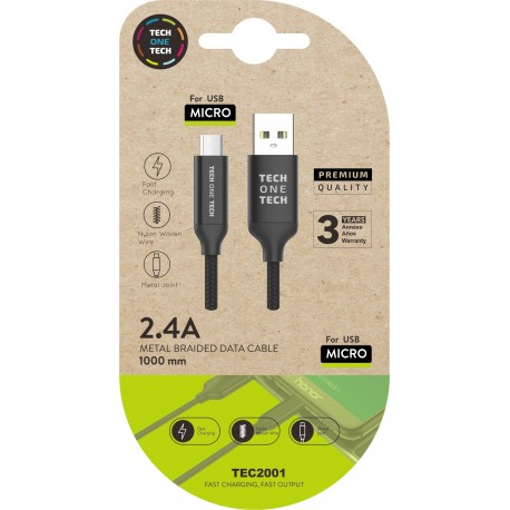 TEC2001 cable USB 1 m USB A Micro-USB B Negro