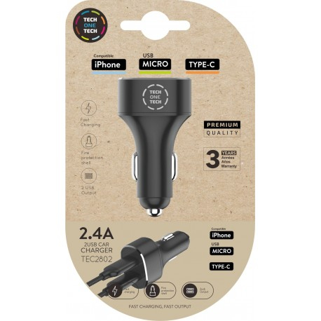 TEC2802 cargador de dispositivo móvil Negro Auto