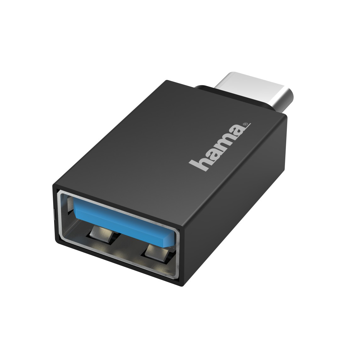Adaptador USB C a USB A para PC, tablet, o smartphone, rápida transferencia de datos, color negro.