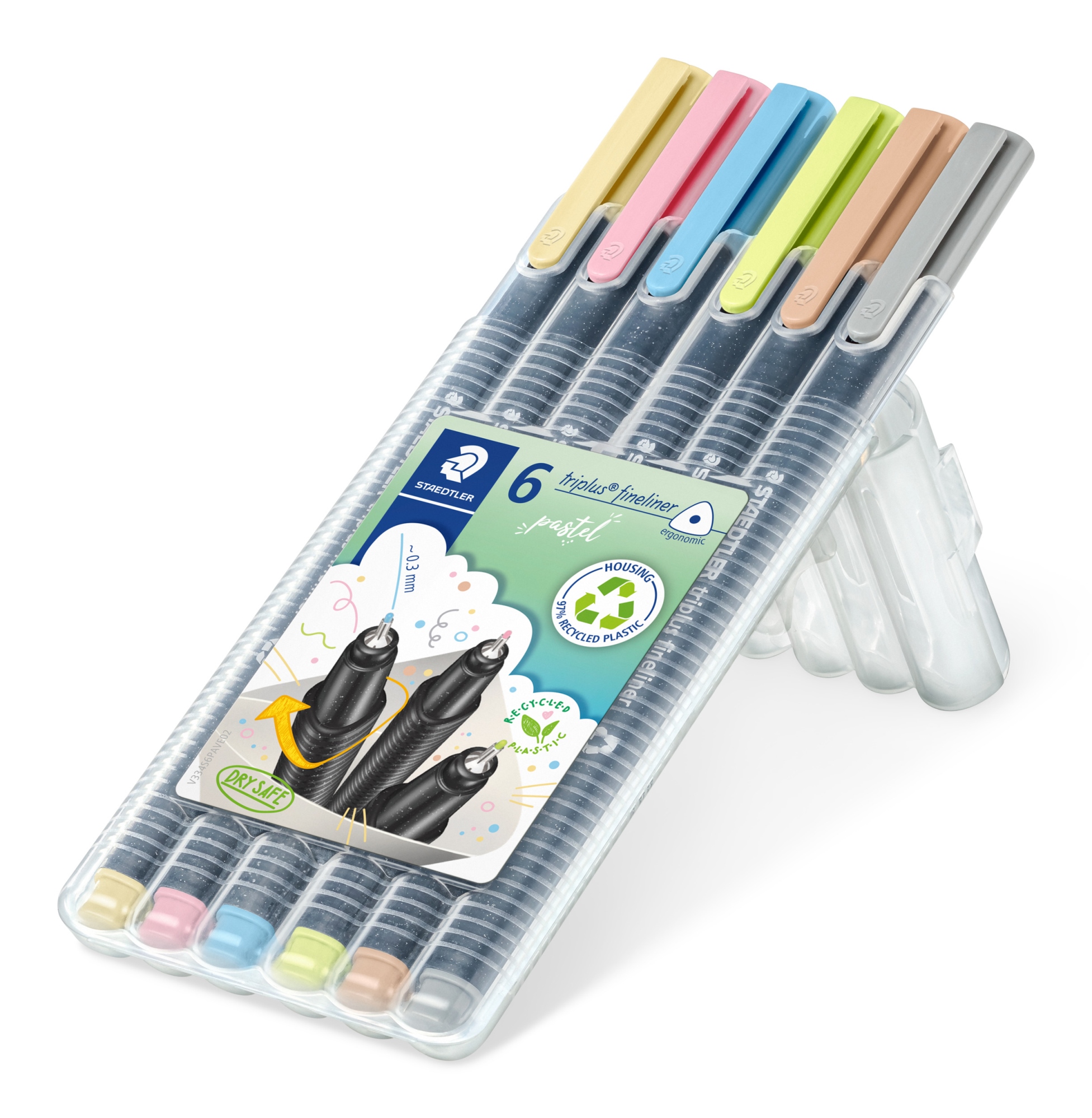 334 SB6 PA rotulador de punta fina Superfino Color vainilla, Rosa claro, Azul agua, Verde claro, Marrón, Gris claro