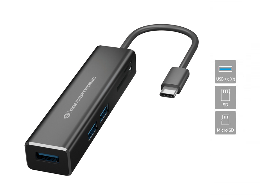 DONN08B base para portátil y replicador de puertos USB 3.2 Gen 1 (3.1 Gen 1) Type-C Negro