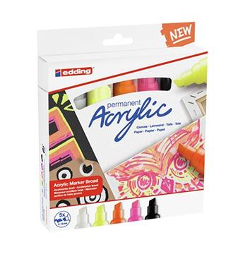 5000 Acrylic Marker Broad marcador permanente Punta de cincel Negro, Naranja, Rosa, Blanco, Amarillo 5 pieza(s)
