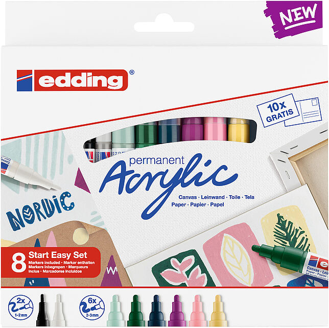 Acrylic Negro, Azul, Marrón, Verde, Azul claro, Rosa, Púrpura, Blanco, Amarillo 8 pieza(s)