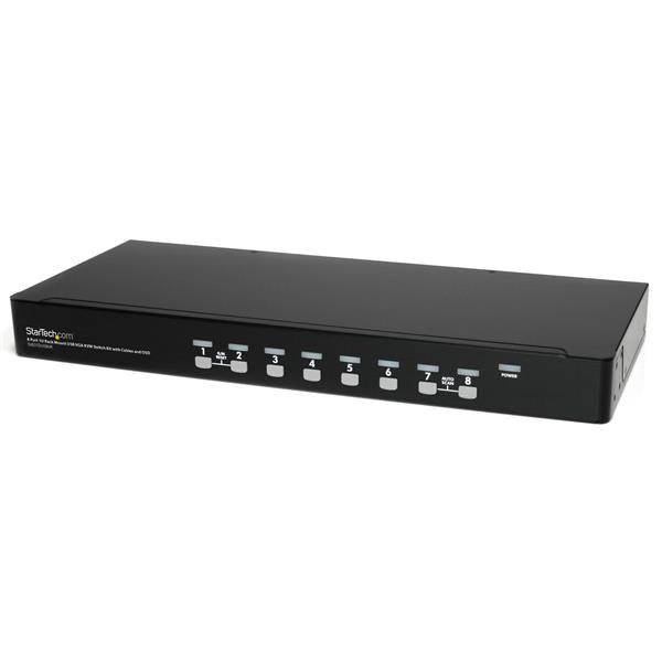 Conmutador Switch KVM 1U OSD y Cables 8 puertos USB A Vídeo VGA HD15