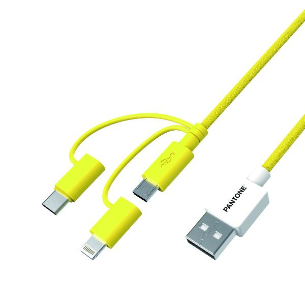 PT-USB003Y1 cable USB 1,2 m USB A USB C/Micro USB A/Lightning Amarillo