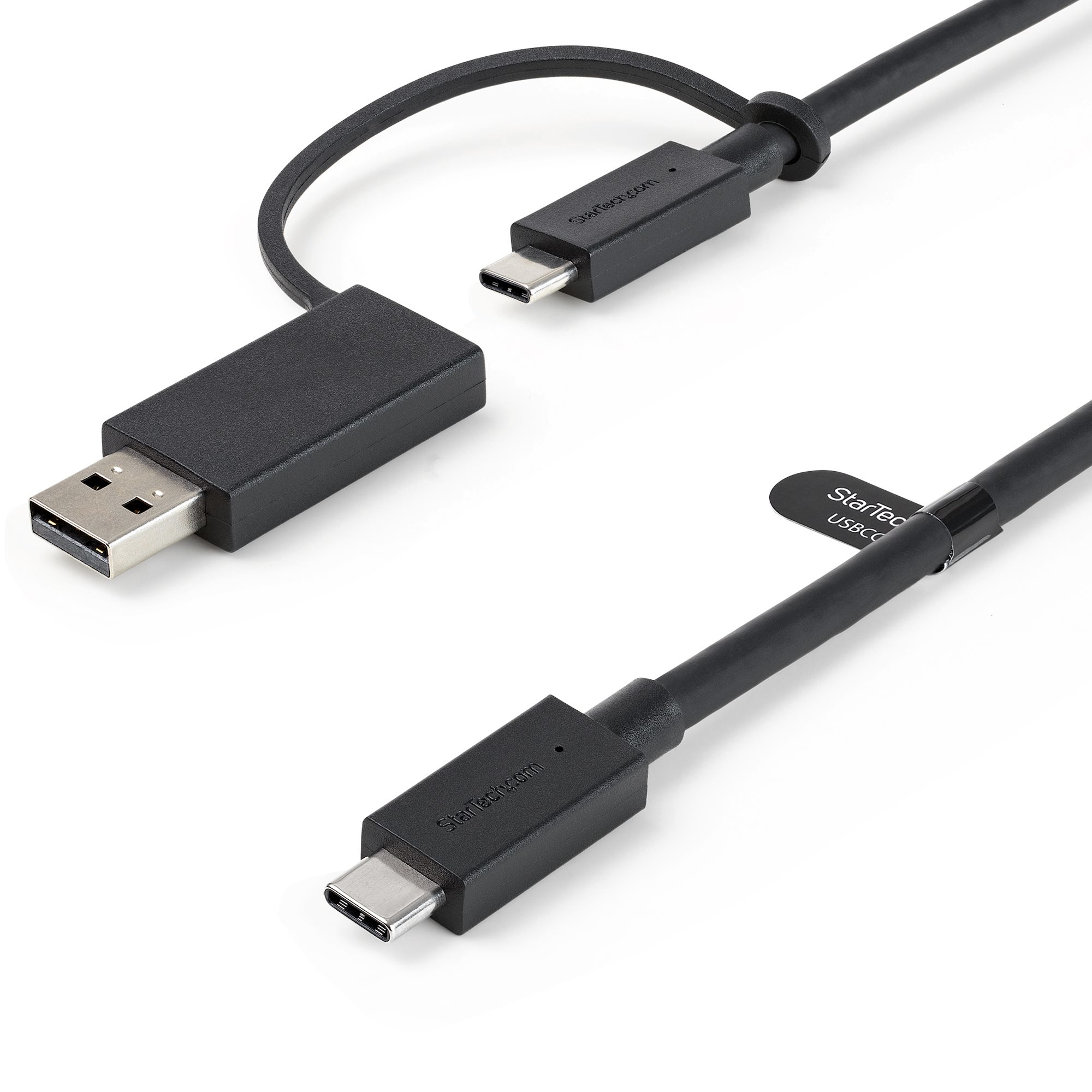 Cable USB-C de 1m con Llave Adaptador (Dongle) a USB-A - Cable Híbrido USB Tipo C a USBC (10Gbps y PD de 100W) o USBA (5Gbps) - Ideal Para Docking Stations Híbridas