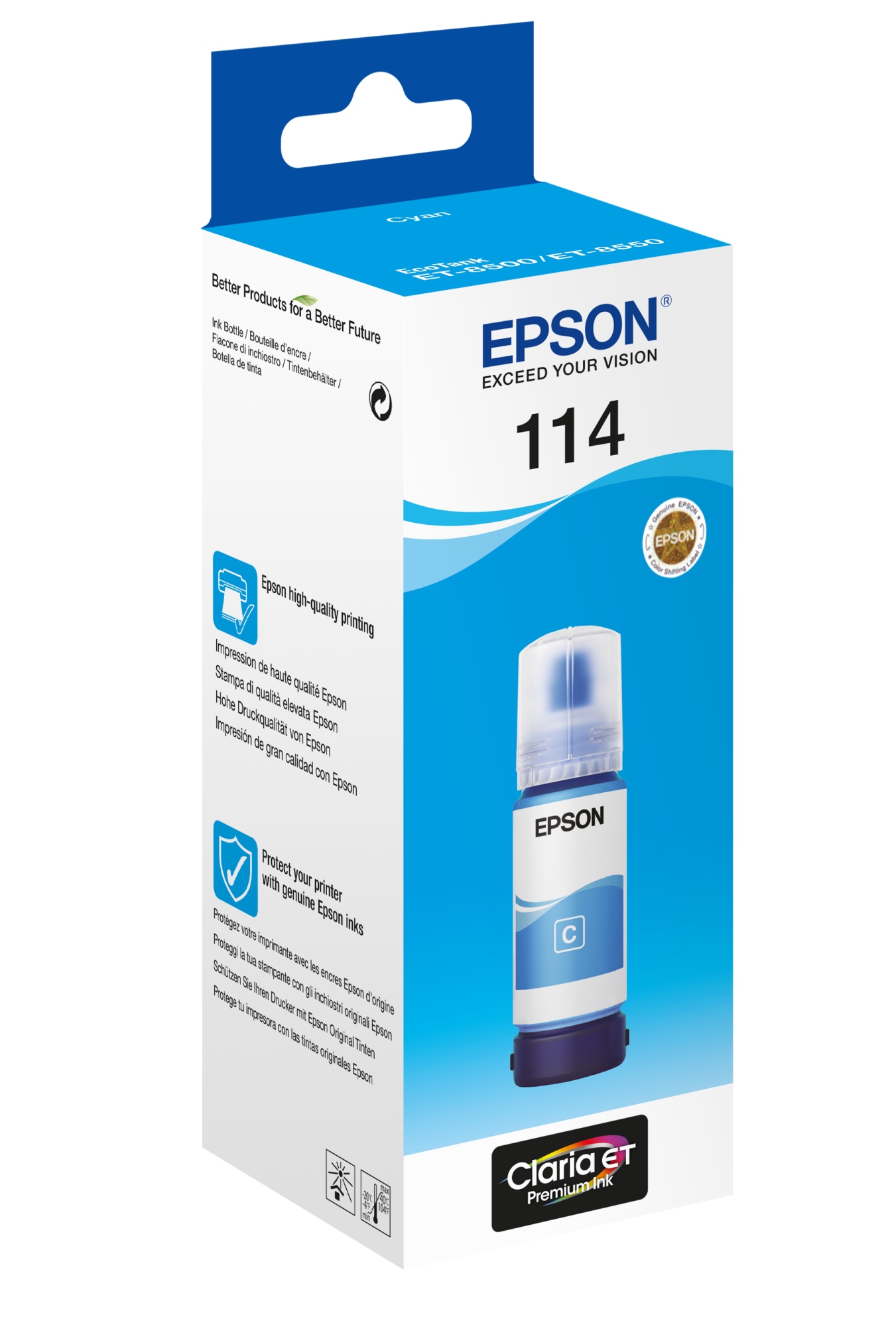 114 EcoTank Cyan ink bottle