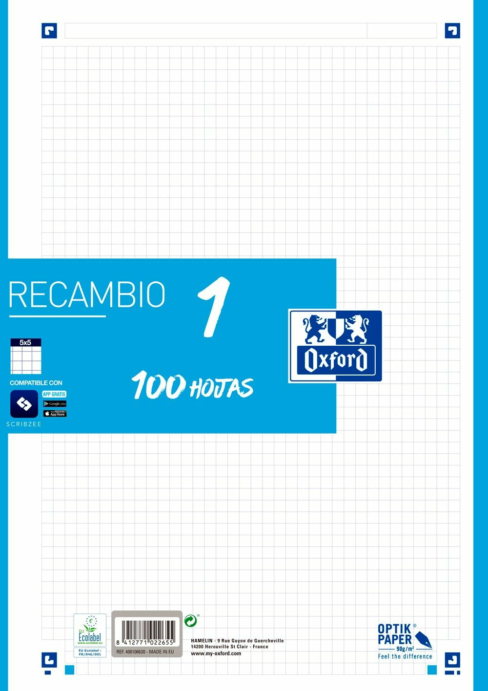 400106620 papel de cuaderno 210 x 297 mm (A4) 100 hojas