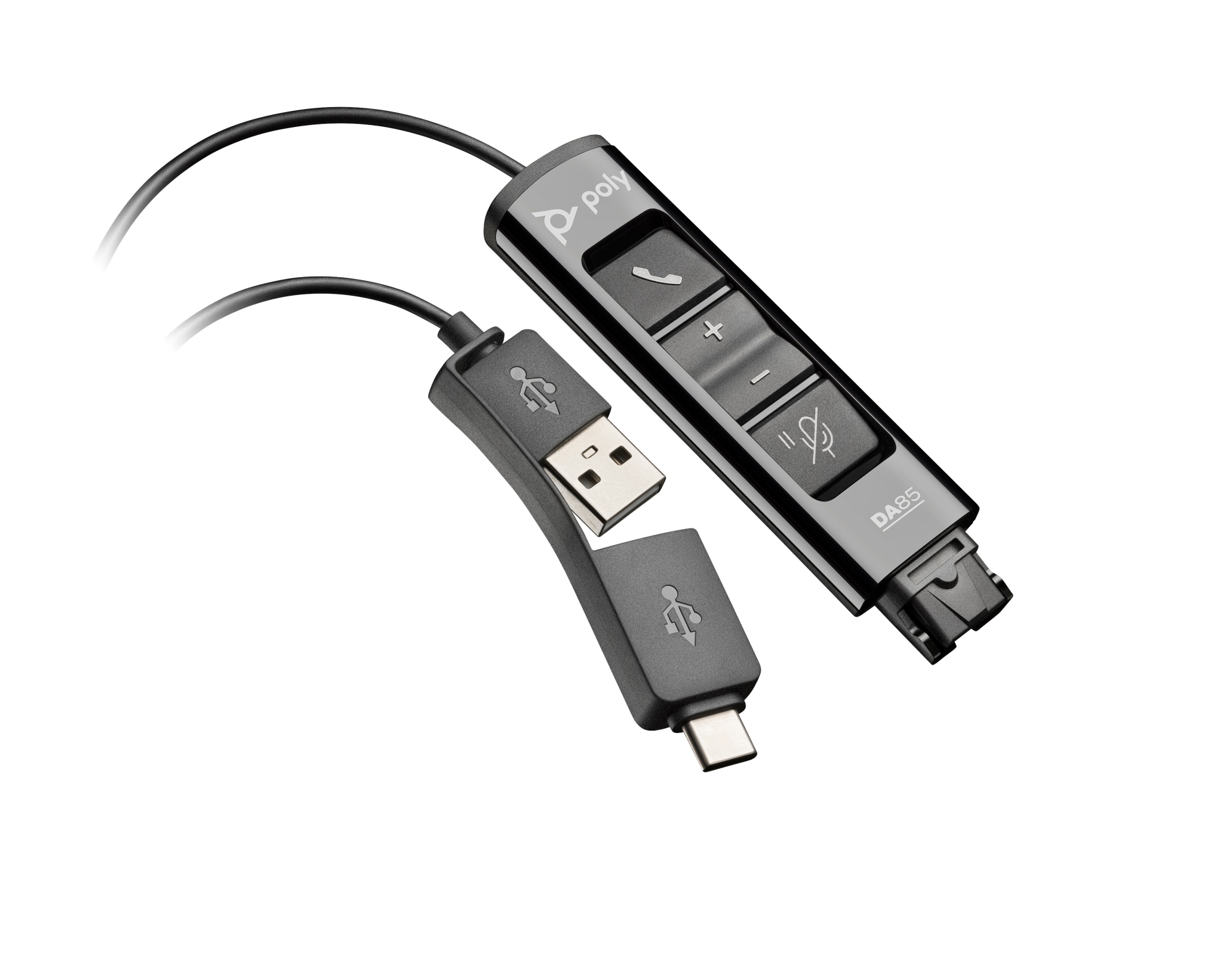 Adaptador negro Poly DA85 USB a QD compatible con TAA