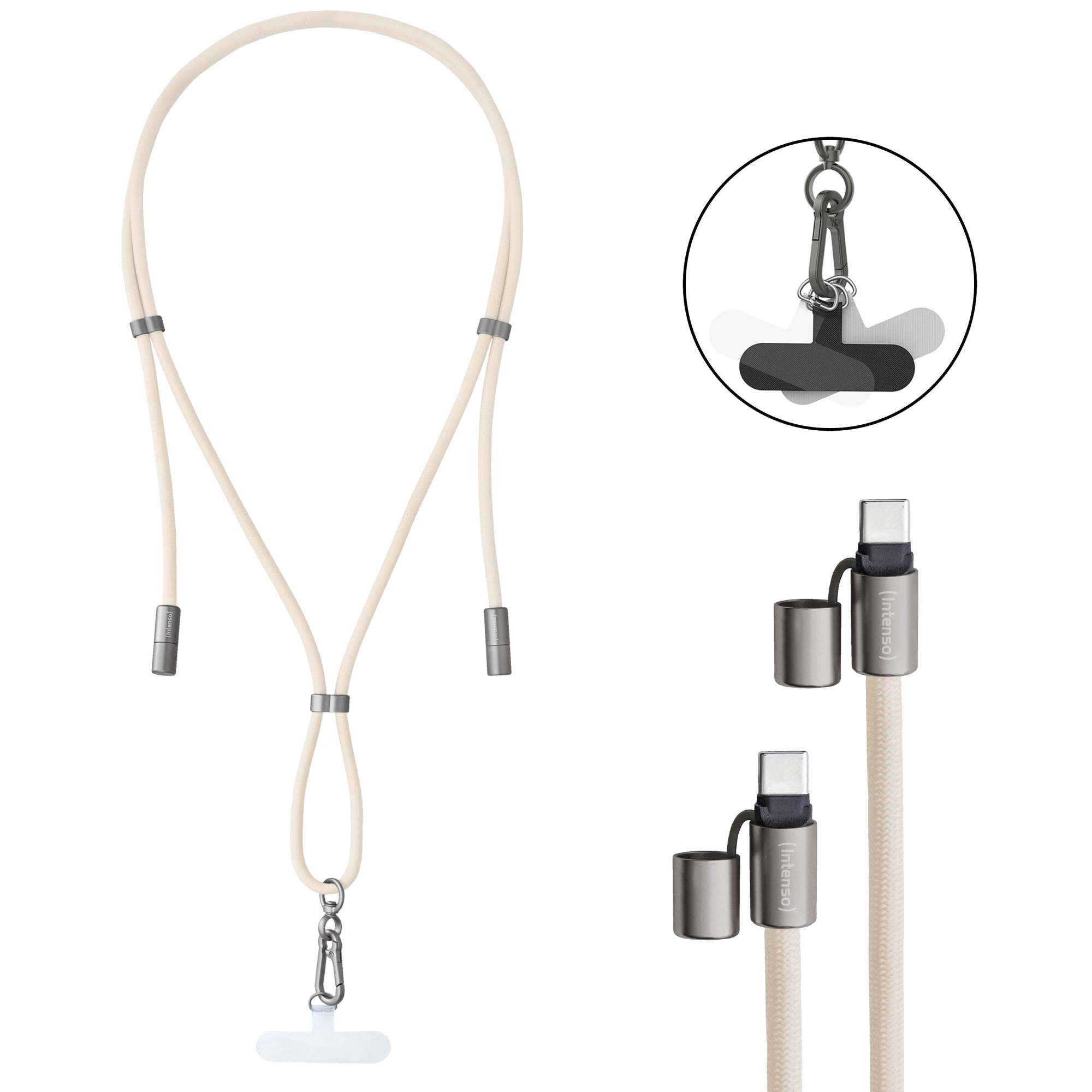 Handykette als Lade- + Datenkabel USB-C bis 1,65m beige cable USB USB C