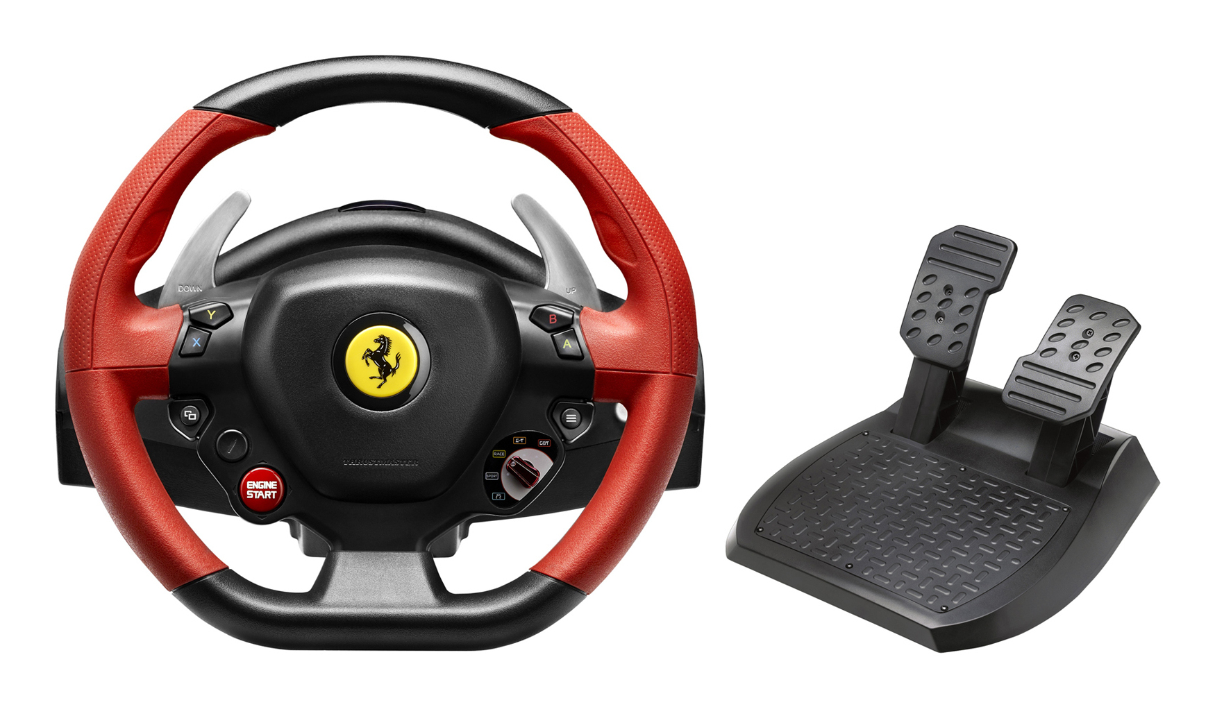 Ferrari 458 Spider Negro, Rojo USB Volante + Pedales Xbox One