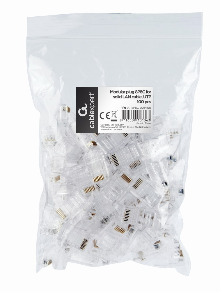 LC-8P8C-001/100 conector 8P8C (RJ-45) Transparente
