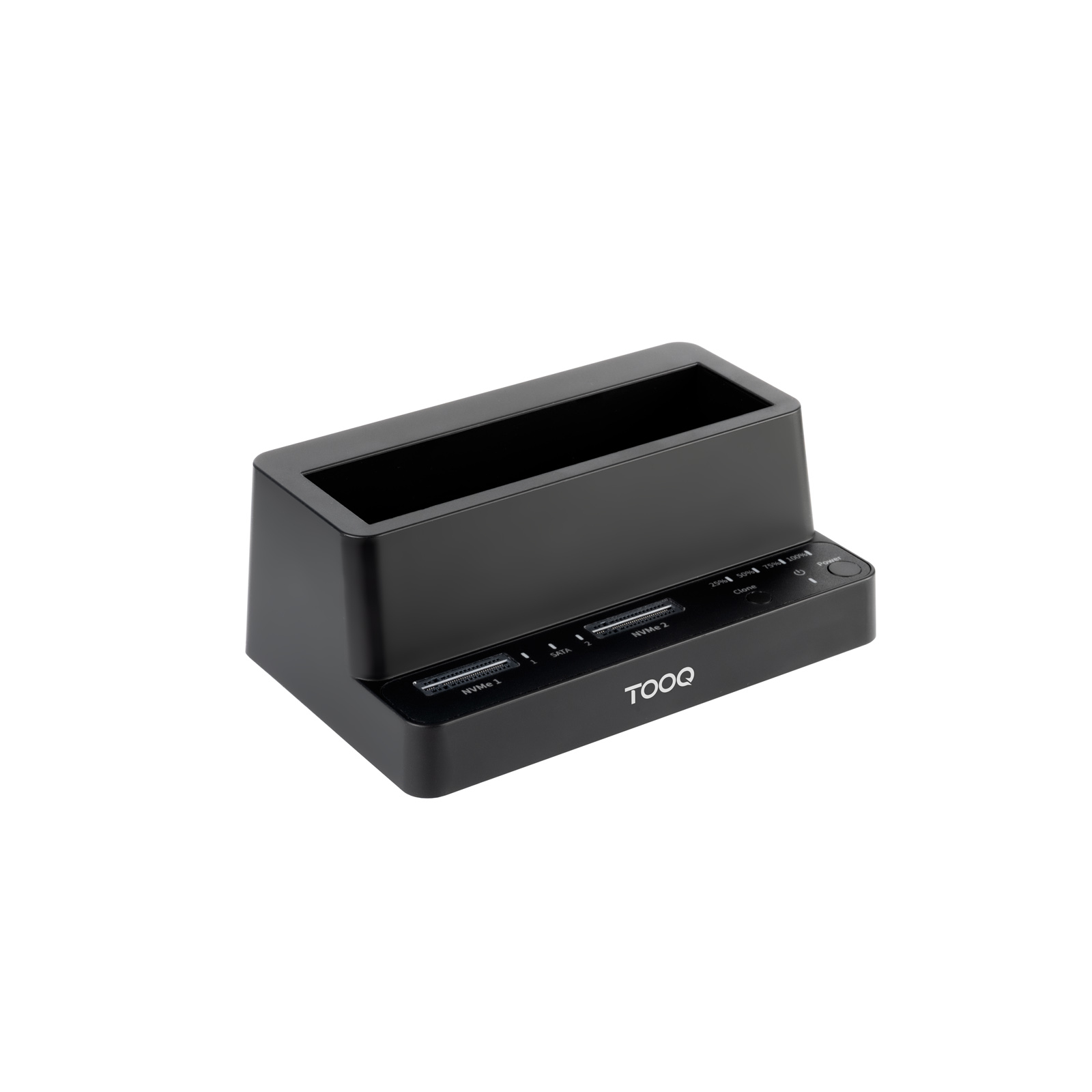 Docking Station USB-C 3.2 Gen 2 Dos Bahías para SSD M.2 NVMe + Bahía para 2,5"- 3,5" para HDD + Clonador, Negro