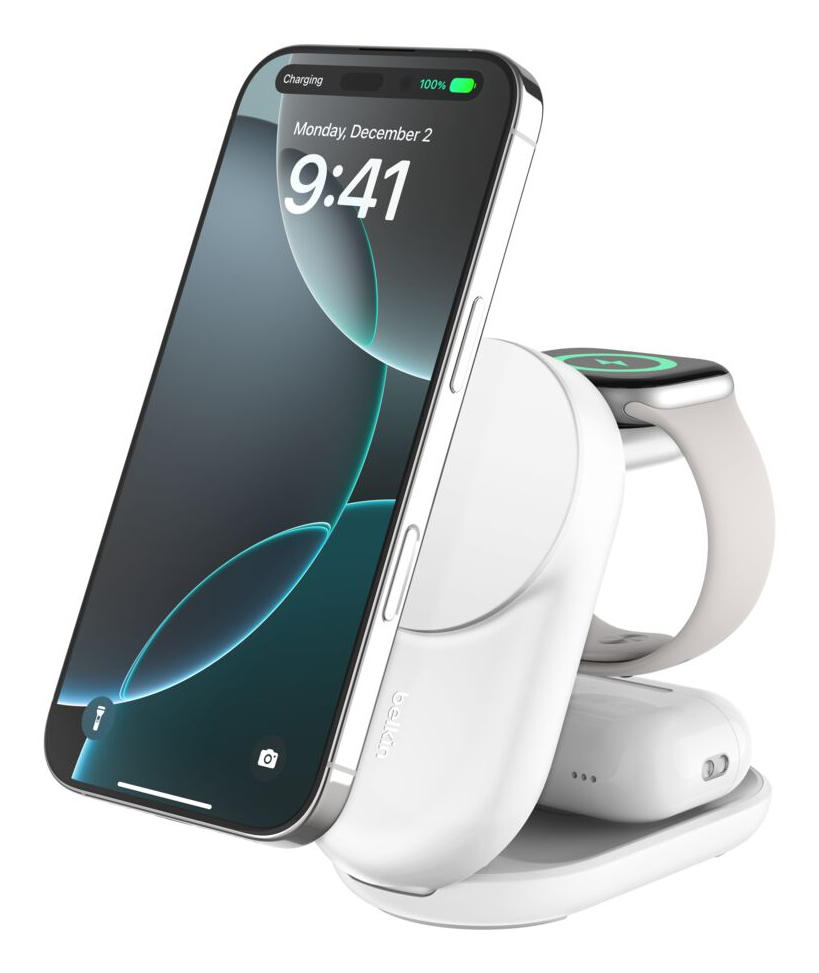 Qi2 Fitness tracker, Auriculares, Smartphone, Reloj inteligente Blanco USB Cargador inalámbrico Carga rápida Interior