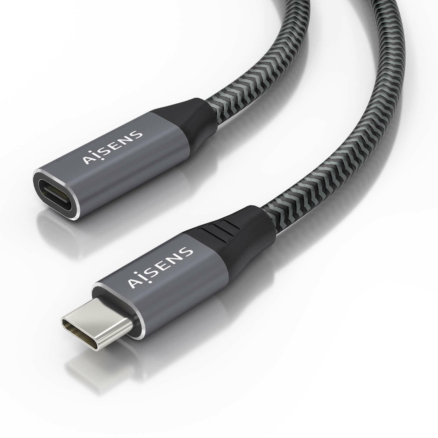 Cable USB 3.2 Gen2x2 Aluminio 20Gbps 8K@30Hz 5A 100W, Tipo USB-C/M-USB-C/H, Gris, 0.5 m