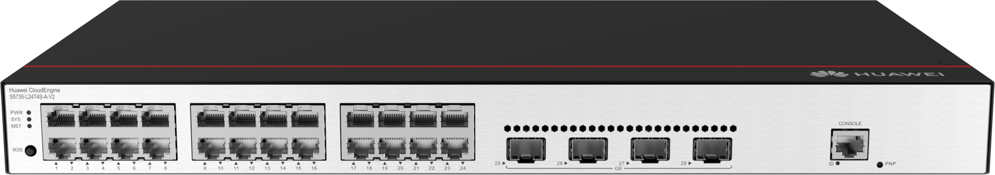 CloudEngine S5735-L24T4S-A-V2 Gestionado L3 Gigabit Ethernet (10/100/1000) 1U Negro, Plata