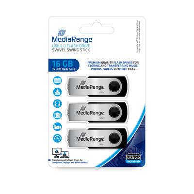MR910-3 unidad flash USB 16 GB USB tipo A 2.0 Negro, Plata