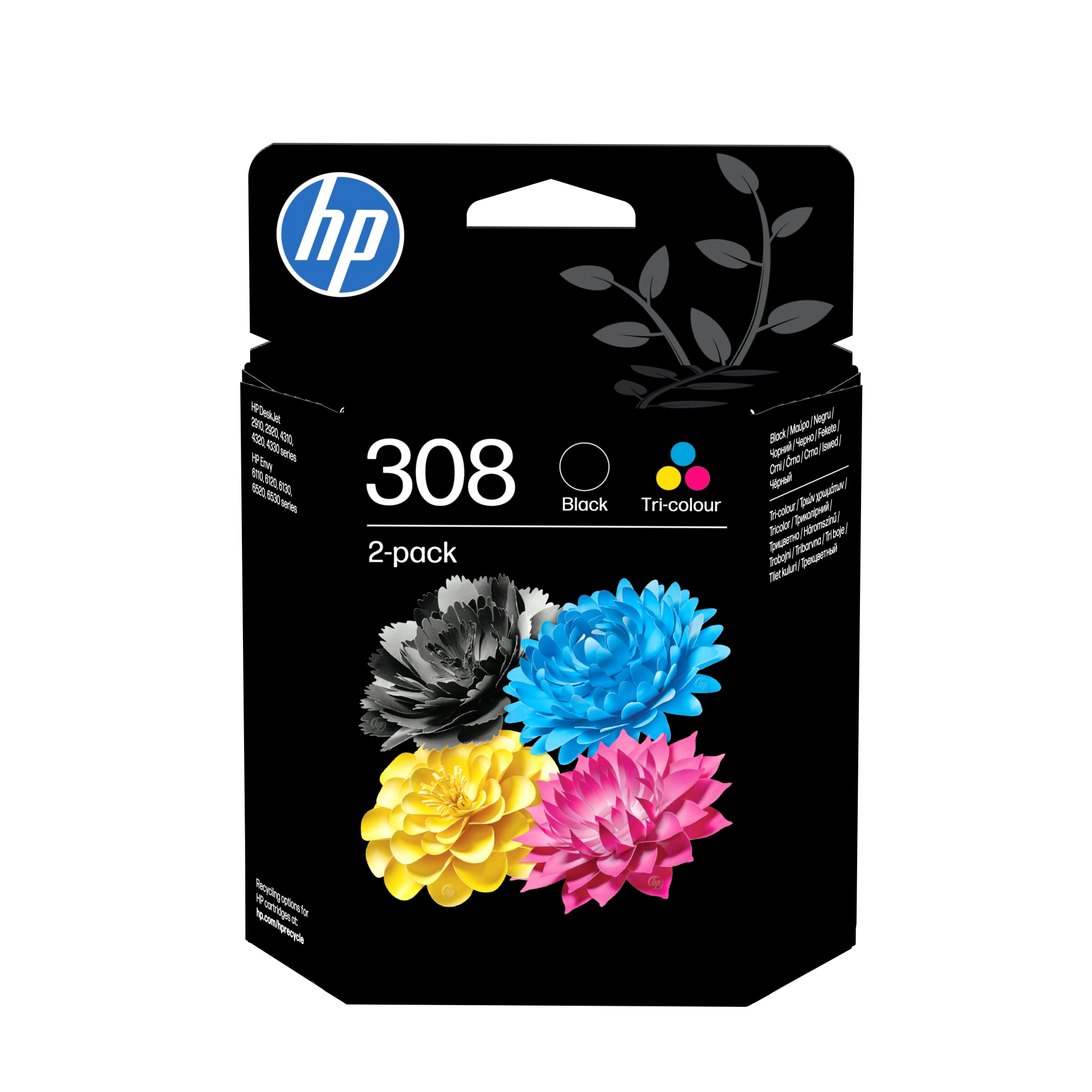 Paquete de 2 Cartuchos de Tinta Original 308 negra/tricolor