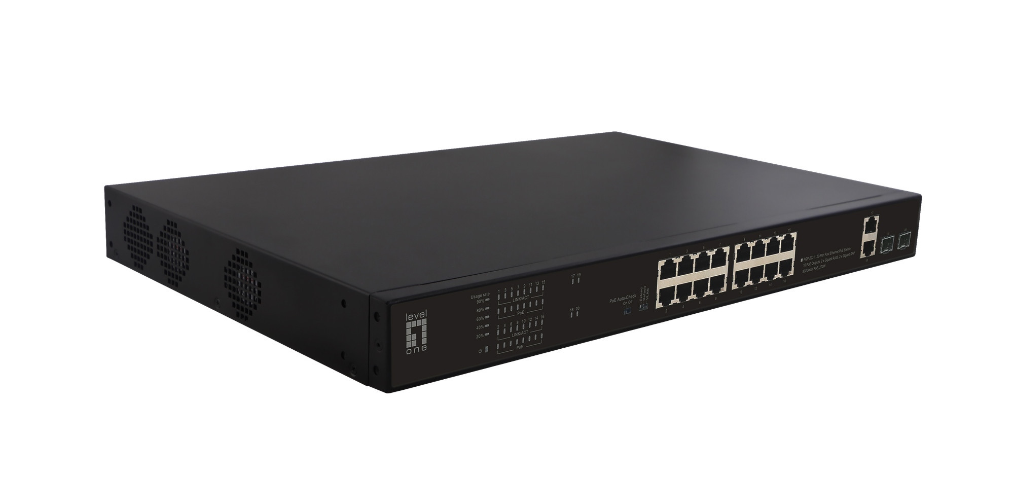 FGP-2031 switch No administrado Fast Ethernet (10/100) Energía sobre Ethernet (PoE) 1U Negro