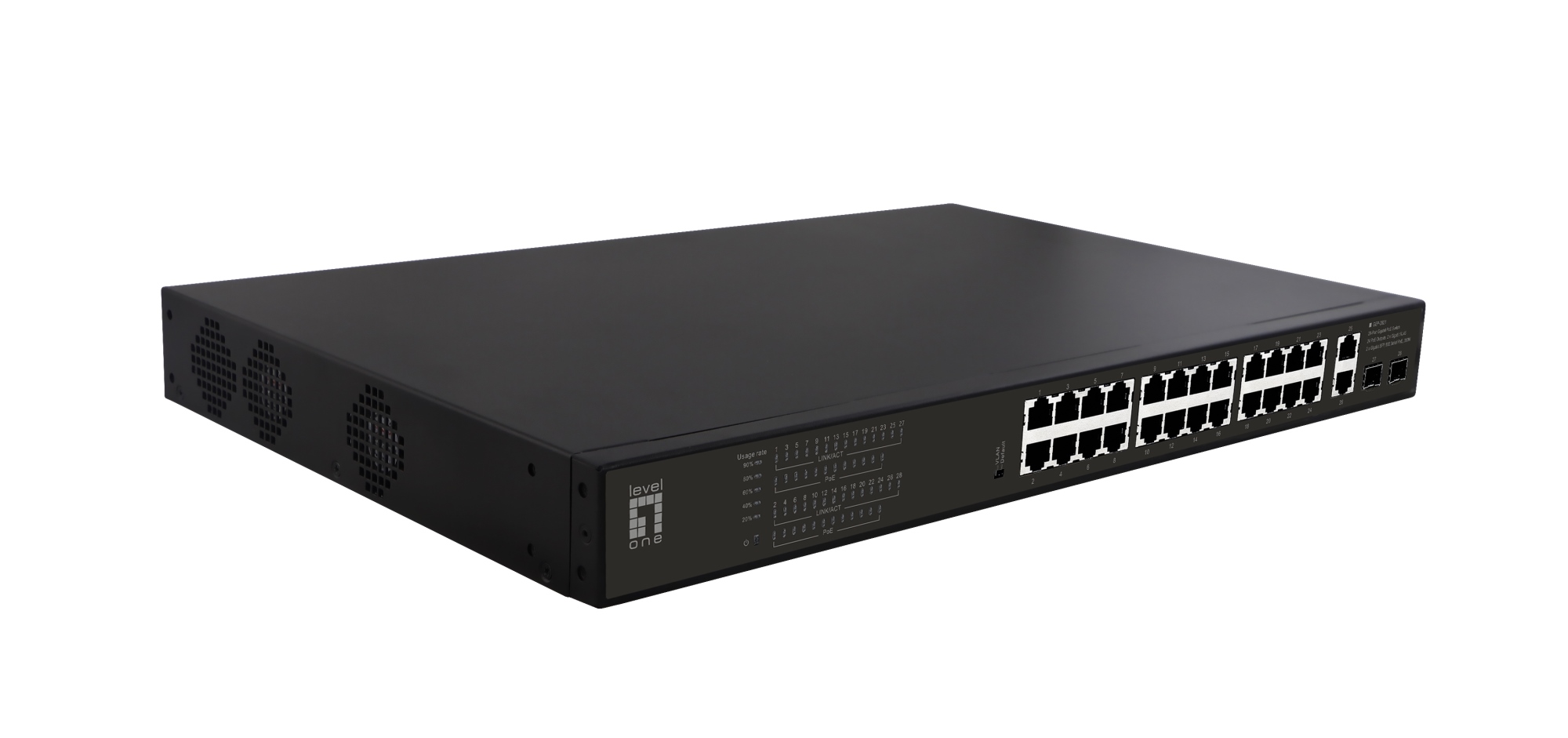 GEP-2821 switch No administrado Gigabit Ethernet (10/100/1000) Energía sobre Ethernet (PoE) 1U Negro
