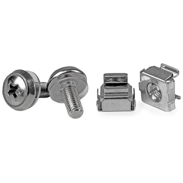 Paquete de 50 Tornillos M5 12mm, Tuercas de Jaula Cuadradas y Herramienta de Instalación - Kit de Montaje de Hardware Para Rack de Servidores 19" o 10", Armarios y Racks - Plata - TAA