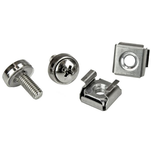 Paquete de 100 Tornillos M5 12mm, Tuercas de Jaula Cuadradas y Herramienta de Instalación - Kit de Montaje de Hardware Para Rack de Servidores 19" o 10", Armarios y Racks - Plata - TAA