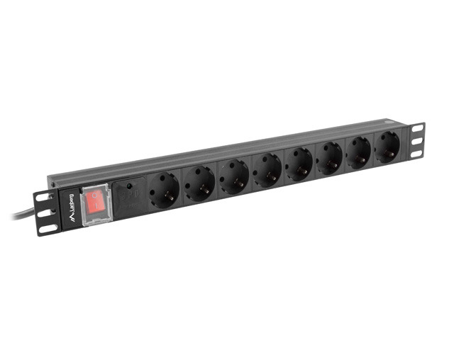PDU-08F-0200-BK unidad de distribución de energía (PDU) 8 salidas AC 1U Negro