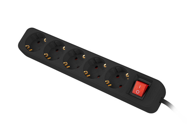 PS1-05F-0300-BK base múltiple 3 m 5 salidas AC Interior Negro