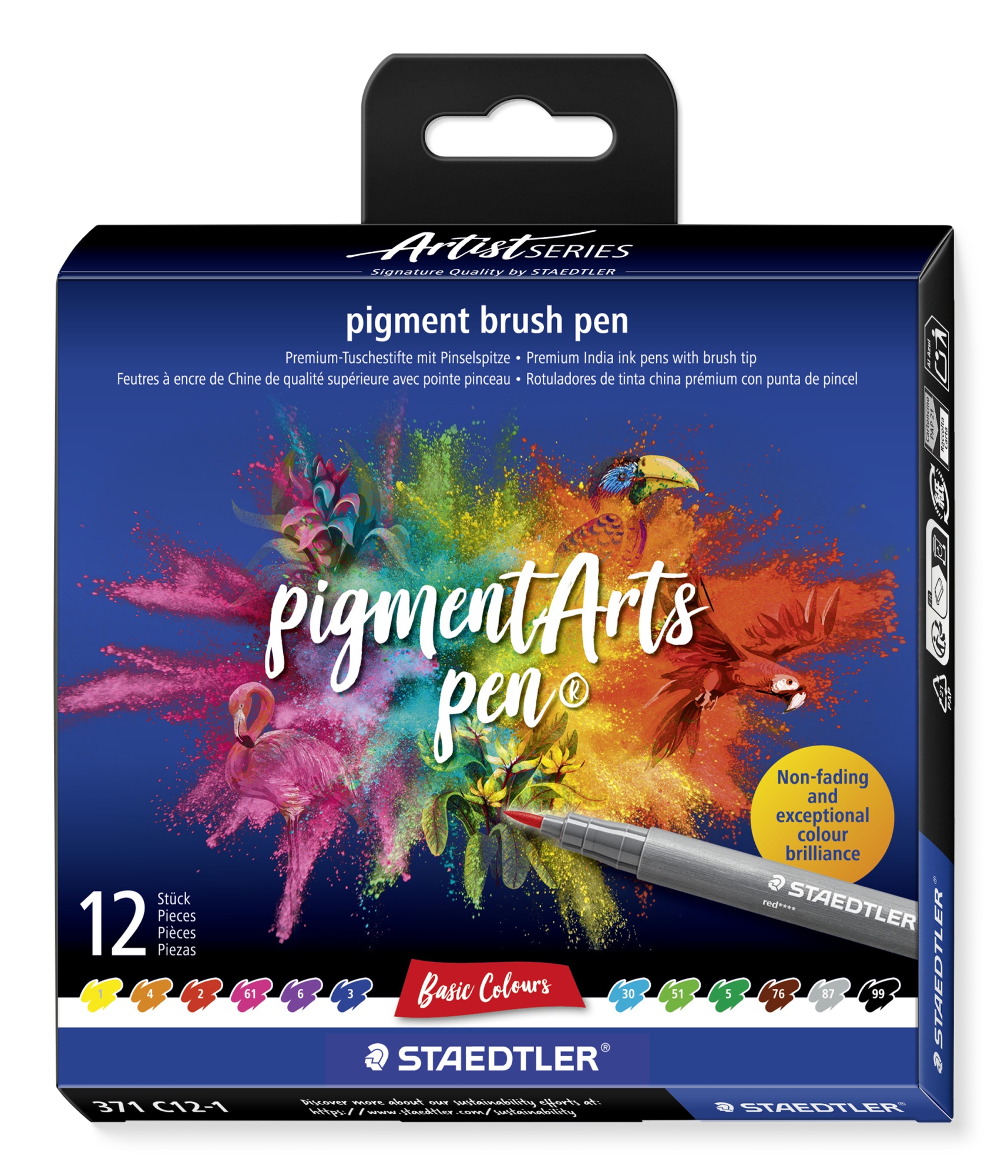 Pigment Arts Brush Pen Basic Colors rotulador Multicolor 12 pieza(s)