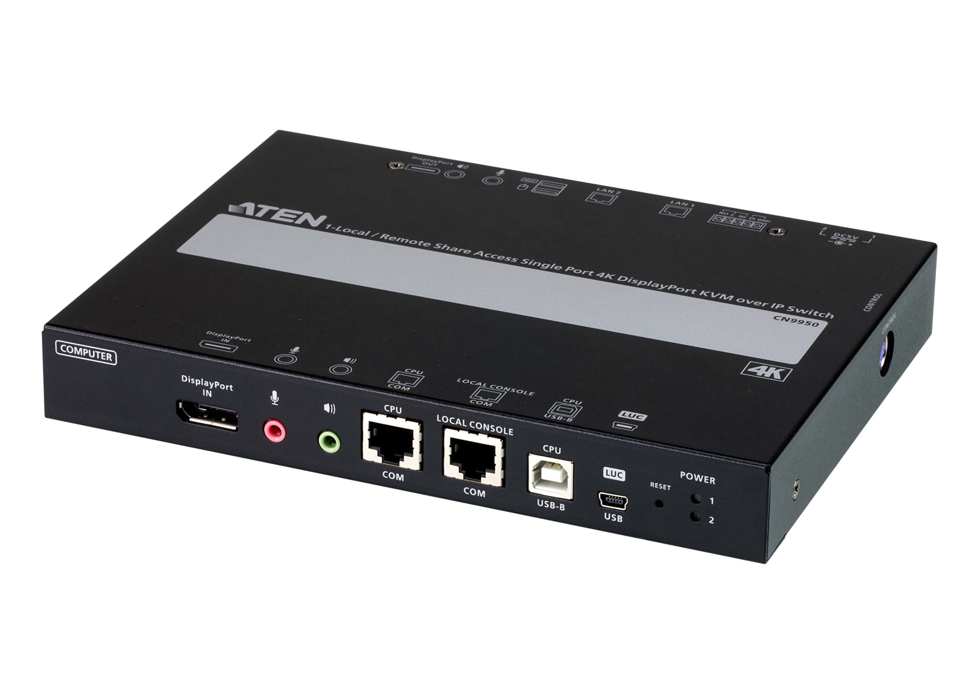 1 switch KVM a través de IP DisplayPort 4K de un solo puerto para acceso a recurso compartido local/remoto