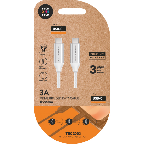 TEC2204 cable USB 1 m USB C Blanco
