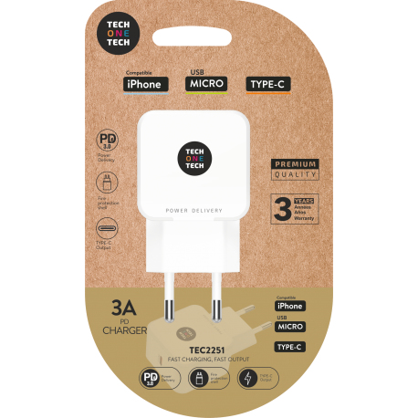 TEC2251 cargador de dispositivo móvil Smartphone Blanco Corriente alterna Interior