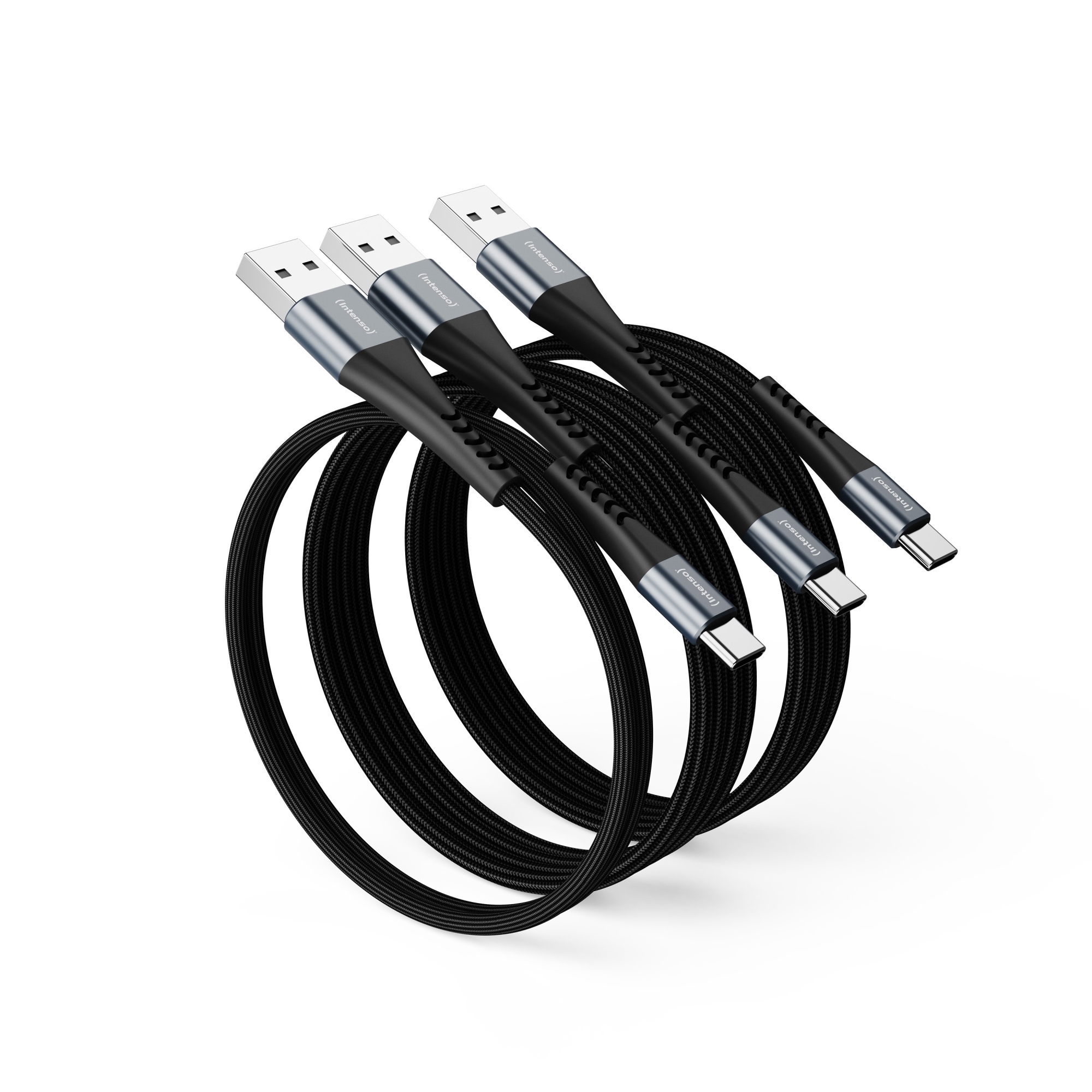 CHARGING/DATA CABLE A60C MIX 3PCS PACK ZWART cable USB USB A USB C Negro