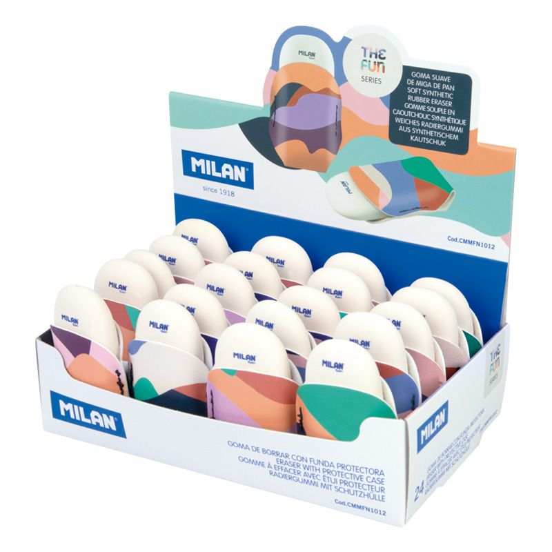 Caja expositora 24 gomas ovaladas 1012 con funda serie The Fun