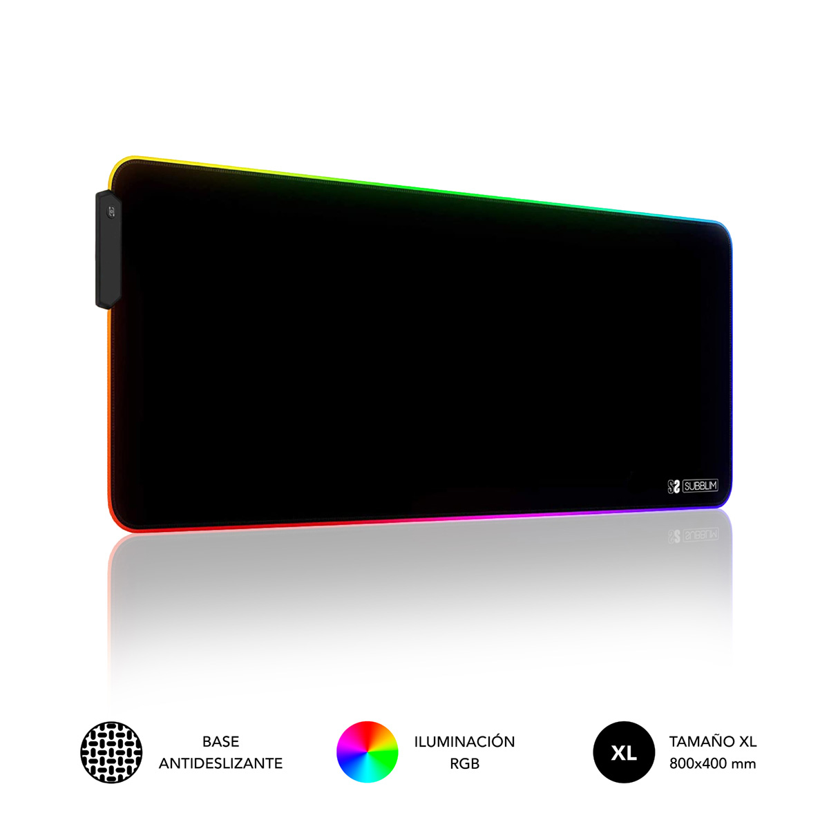 Alfombrilla/Tapete Ratón Luz LED RGB 9 colores Extra Grande
