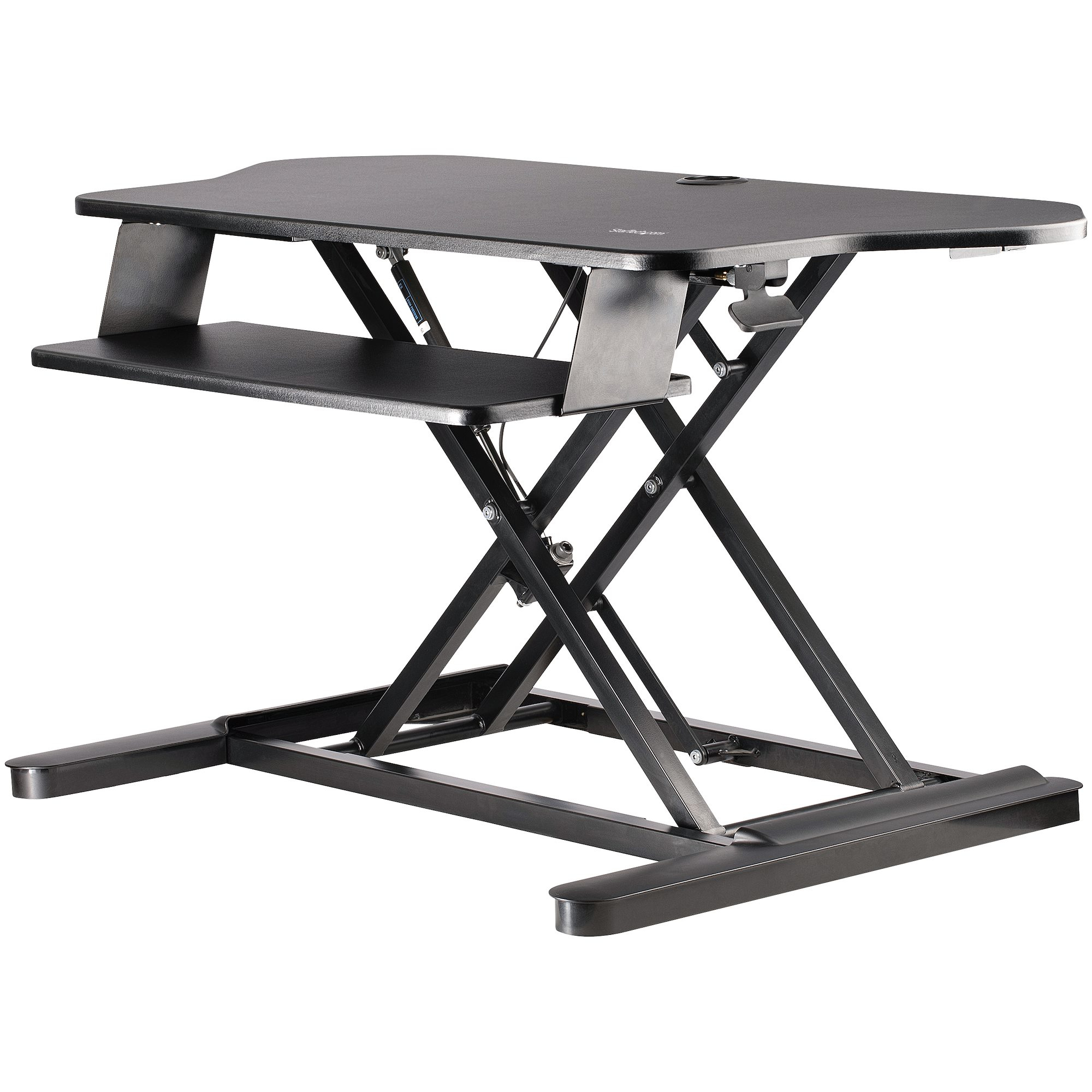 Convertidor Escritorio de Pie y Sentado de Esquina - con Bandeja para Teclado - con Superficie de 89cm x 53cm - Escritorio Ergonómico de Altura Ajustable - para Dos Monitores
