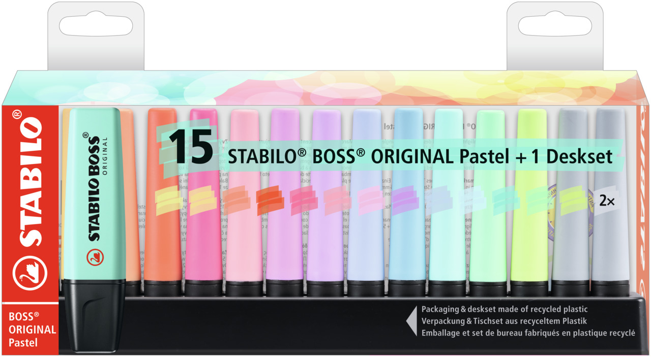 Boss Original Pastel marcador 15 pieza(s) Punta de cincel Multicolor