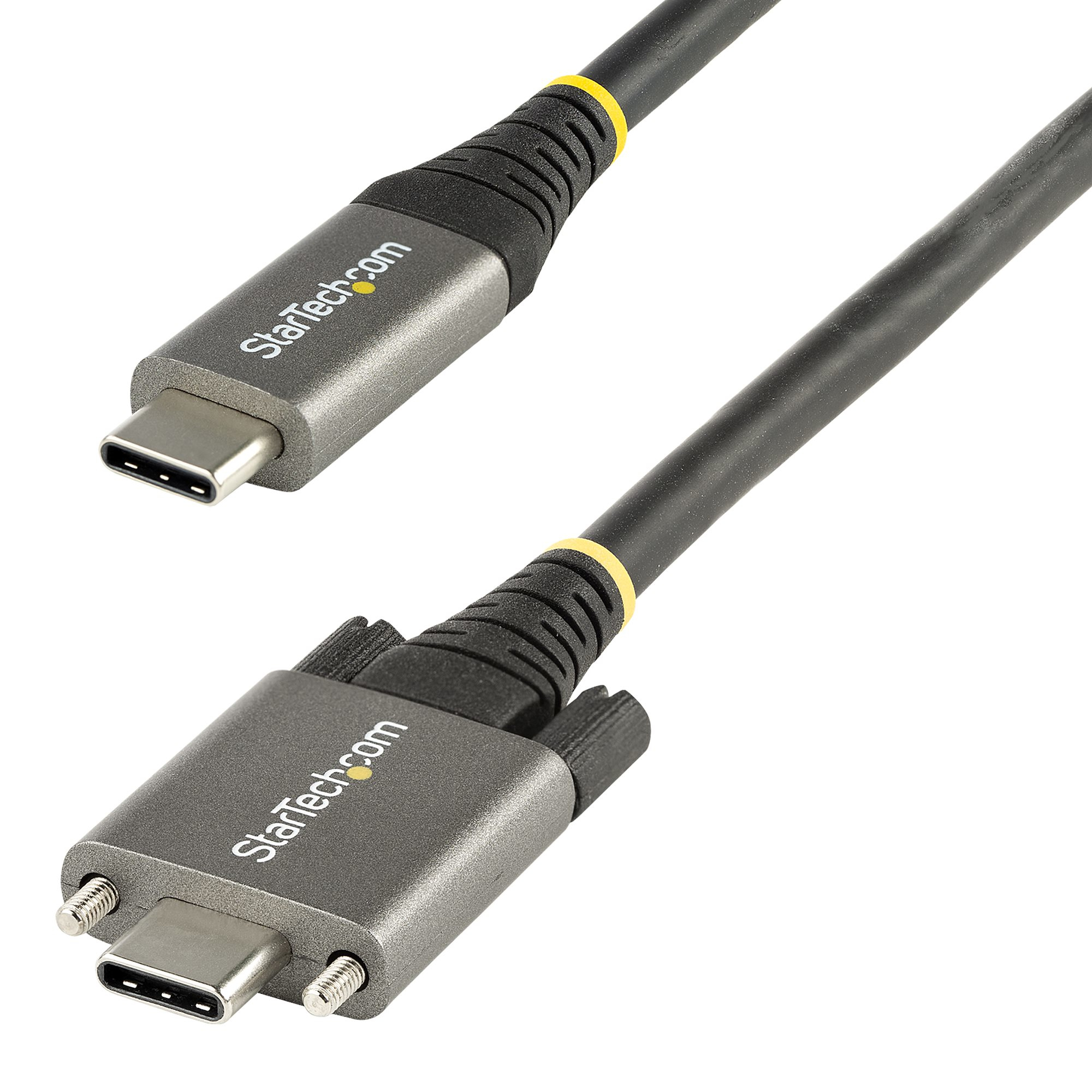 Cable de 1m USB-C con Tornillos Laterales de Fijación - 10Gbps - Cable USB Tipo C USB 3.1/3.2 Gen 2 - con Carga por Entrega Alimentación PD de 100W (5A), Modo Alt DP