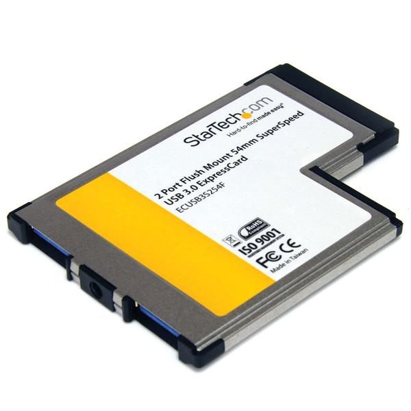 Tarjeta Adaptador ExpressCard/54 USB 3.0 (5Gbps) SuperSpeed de 2 Puertos con UASP - Montaje al Ras - Flush Mount