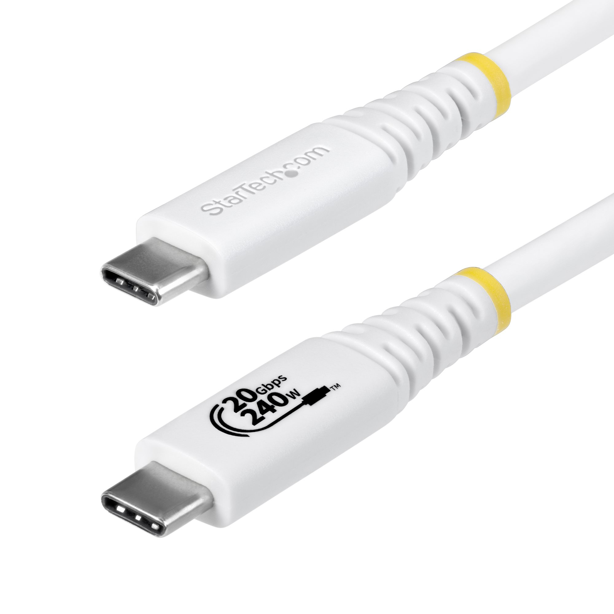 Cable USB4 2m - Cable USB-C Certificado USB-IF - 20Gbps - PD 240W EPR - 4K120 - DP 2.1 - Cable USB Tipo C - Recubrimiento de TPE - Blanco