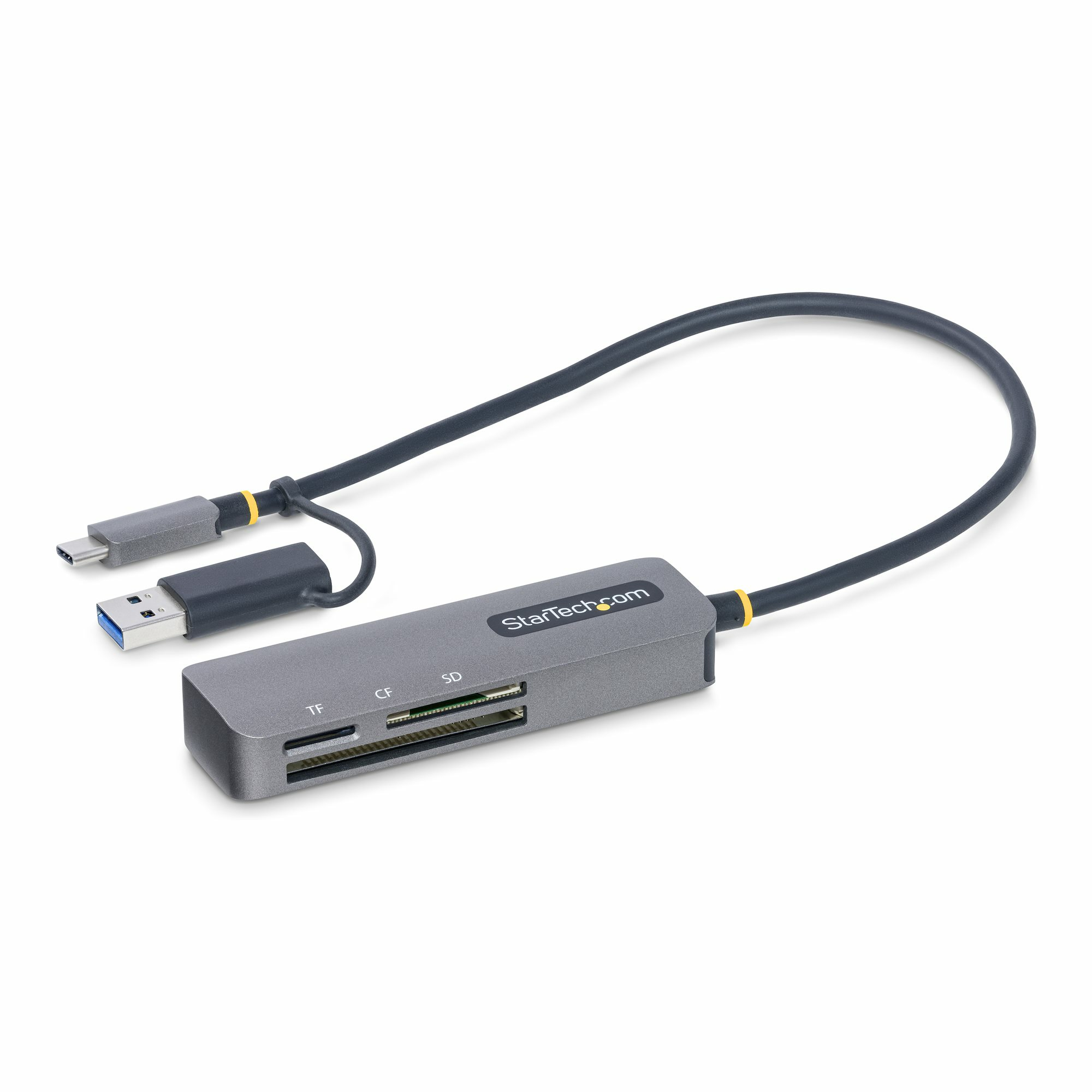 Lector USB 3.0 de Tarjetas de Memoria Flash SD CompactFlash y microSD - Grabador USB-C de Tarjetas de Memoria - Lector USB Tipo C de Tarjetas SD CF microSD con Adaptador USB-A Integrado