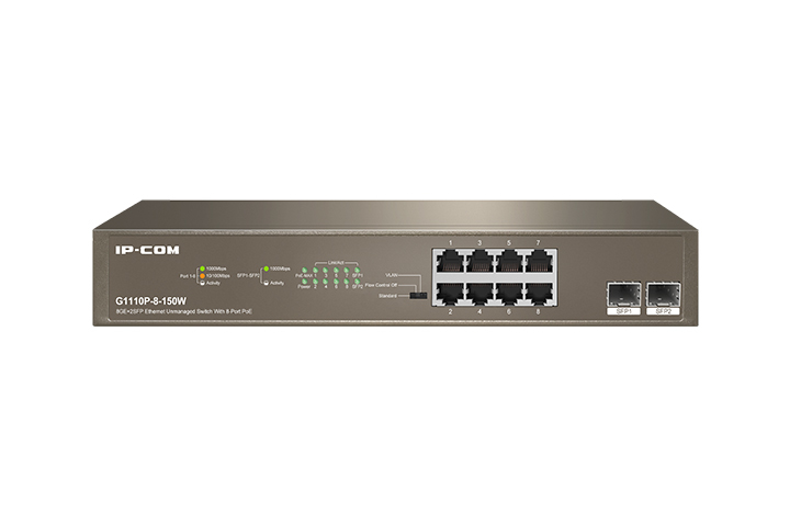 G1110P-8-150W switch Gigabit Ethernet (10/100/1000) Energía sobre Ethernet (PoE) 1U Gris