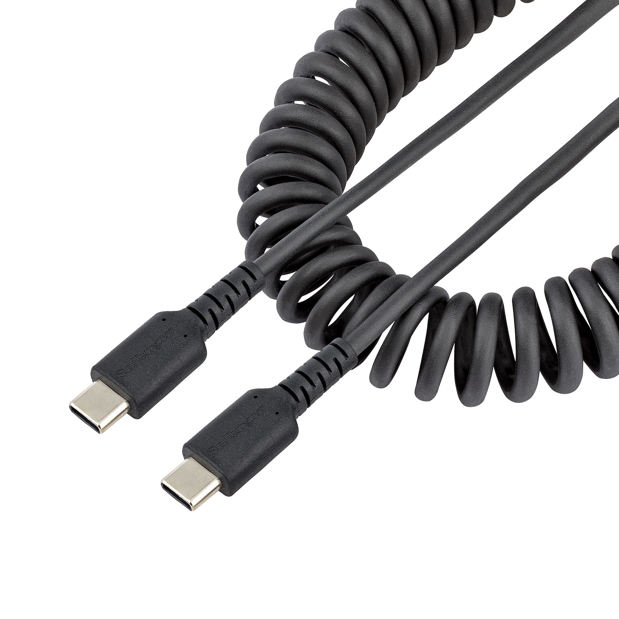 Cable de 1m de Carga USB C a USB C, Cable USB Tipo C Rizado de Carga Rápida y Servicio Pesado, Cable USB 2.0 USBC, de Fibra de Aramida Resistente, Negro