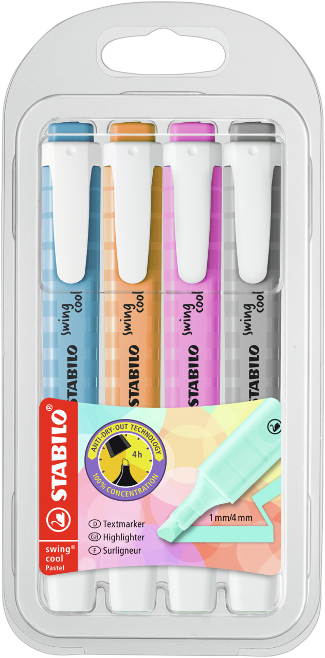 swing cool Pastel marcador 4 pieza(s) - Pack de 5 unidades Punta de cincel Colores surtidos 275/4-08-2 - Color no elegible